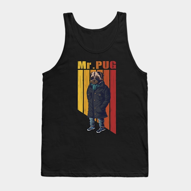 Mr. pug dog illustration Tank Top by Mako Design 